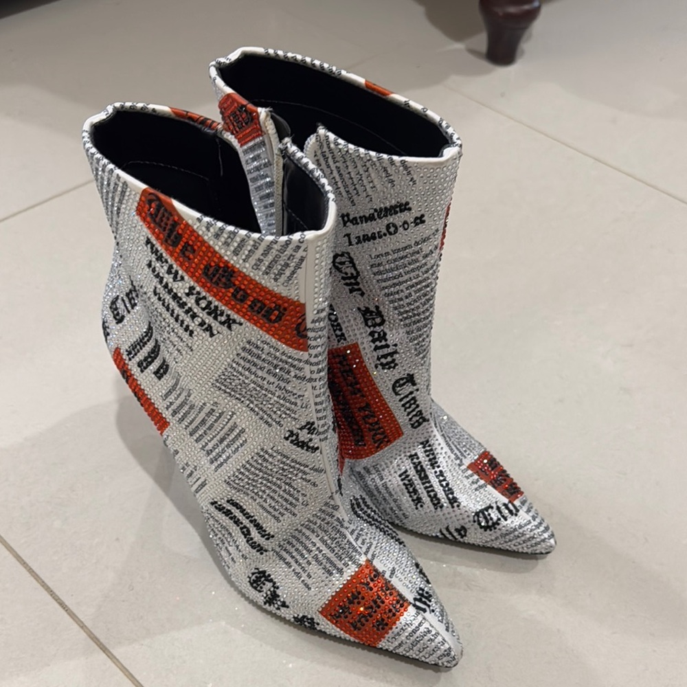 INC International Concepts Silver and Red Ankle Booties